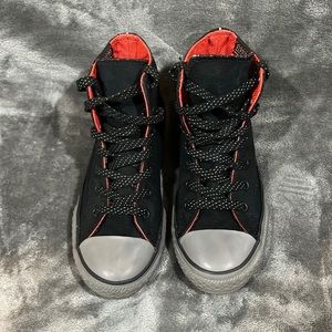 Converse Chuck Taylor All-Star Youth Sz 3 Blk/Red/Gry Water Repellent GUC